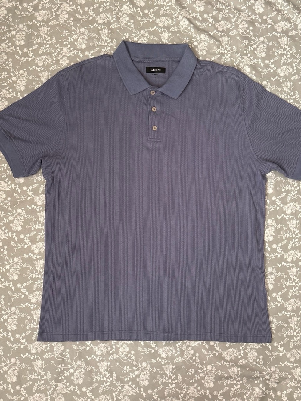 Alfani Men's Blue Textured Polo Shirt